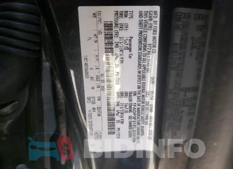 1FADP3F21EL233159 Photo# 12