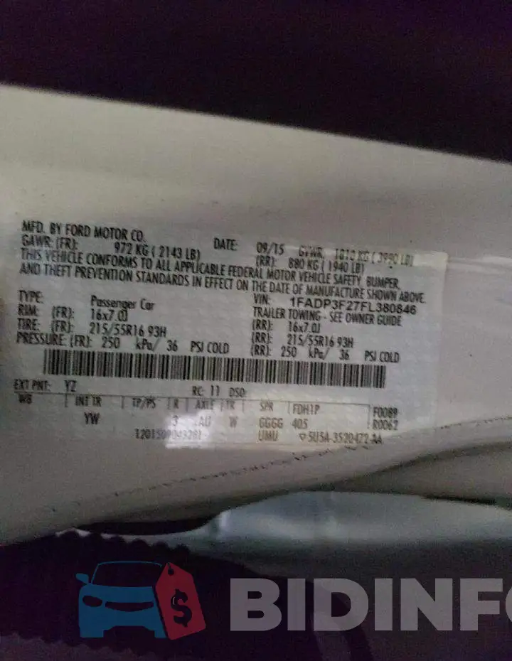 1FADP3F27FL380846 Photo# 13