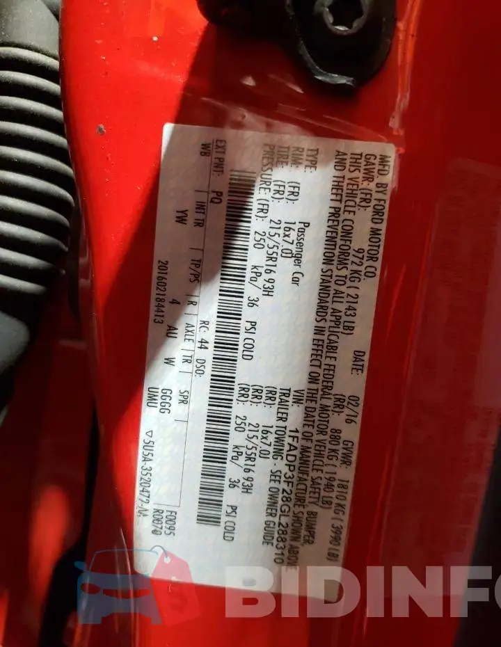 1FADP3F28GL288310 Photo# 12