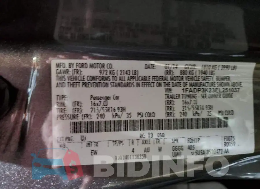 1FADP3K23EL251037 Photo# 13