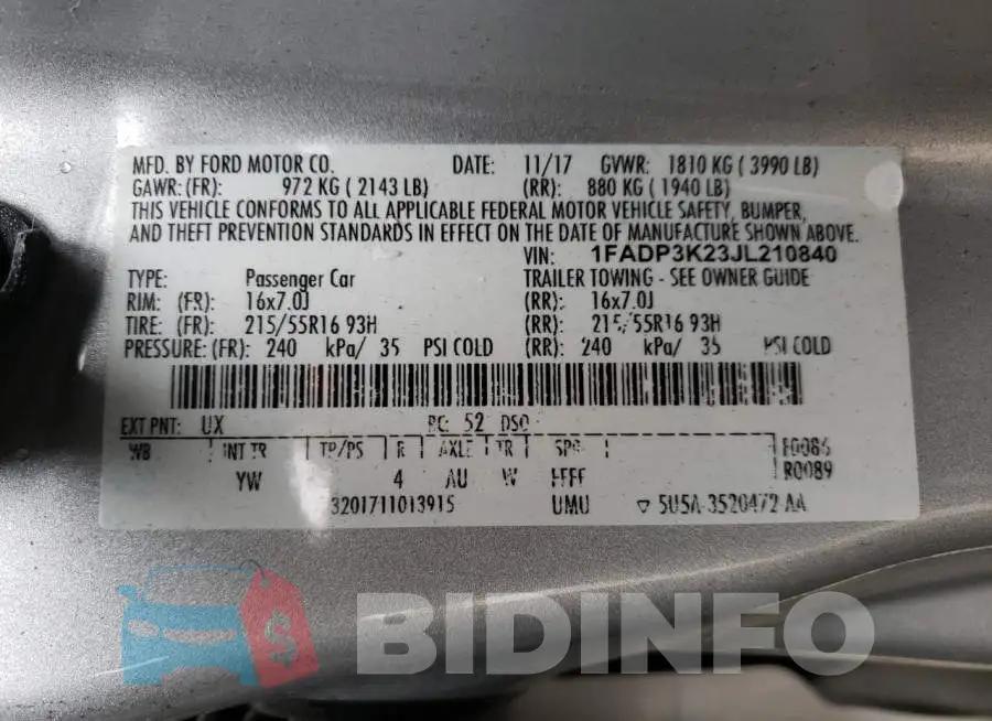 1FADP3K23JL210840 Photo# 13