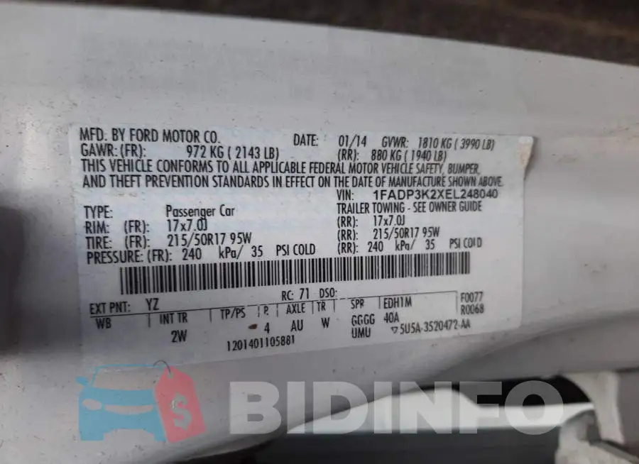 1FADP3K2XEL248040 Photo# 12