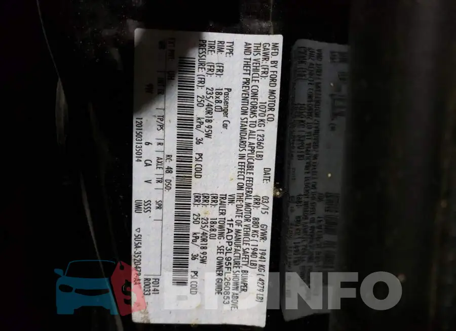 1FADP3L95FL260853 Photo# 14