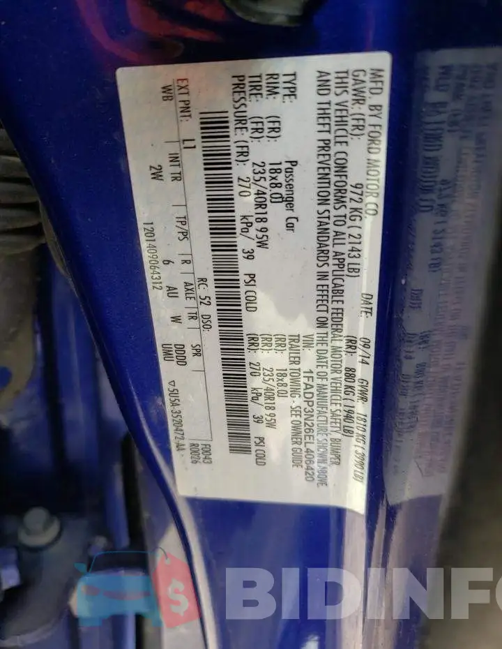 1FADP3N26EL406420 Photo# 13