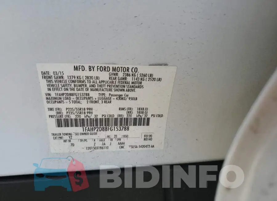 1FAHP2D88FG153788 Photo# 12