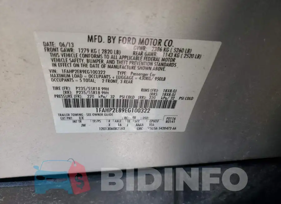 1FAHP2E89EG100322 Photo# 12
