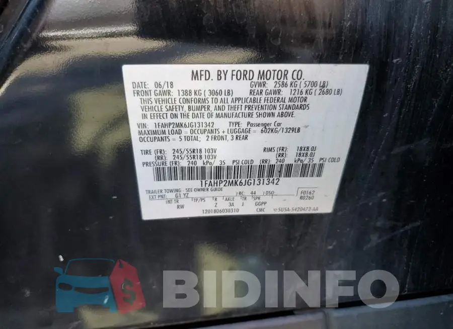 1FAHP2MK6JG131342 Photo# 12