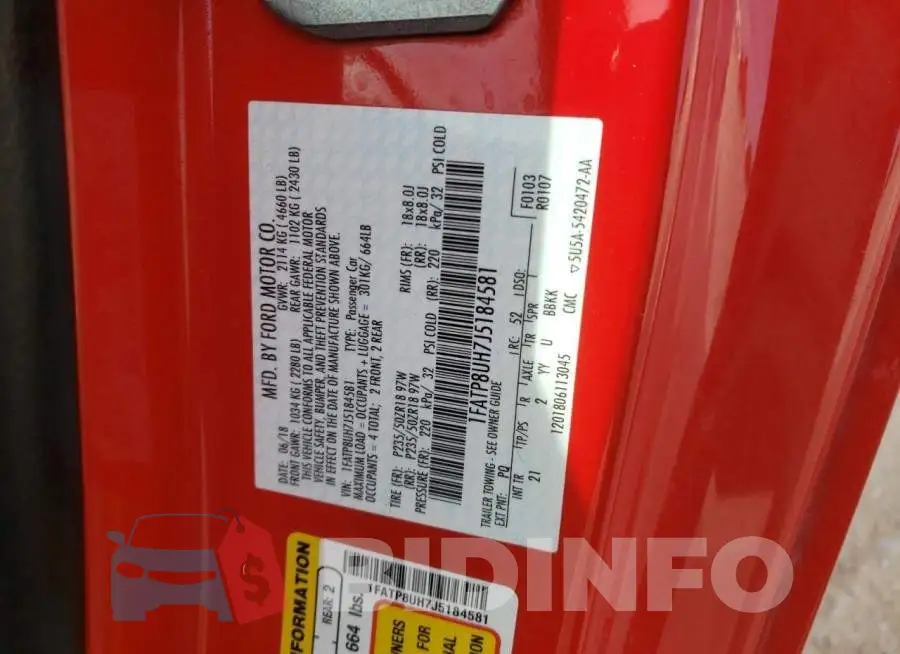 1FATP8UH7J5184581 Photo# 13