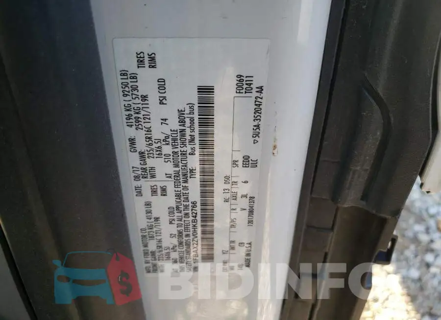 1FBAX2ZV0HKB42766 Photo# 13