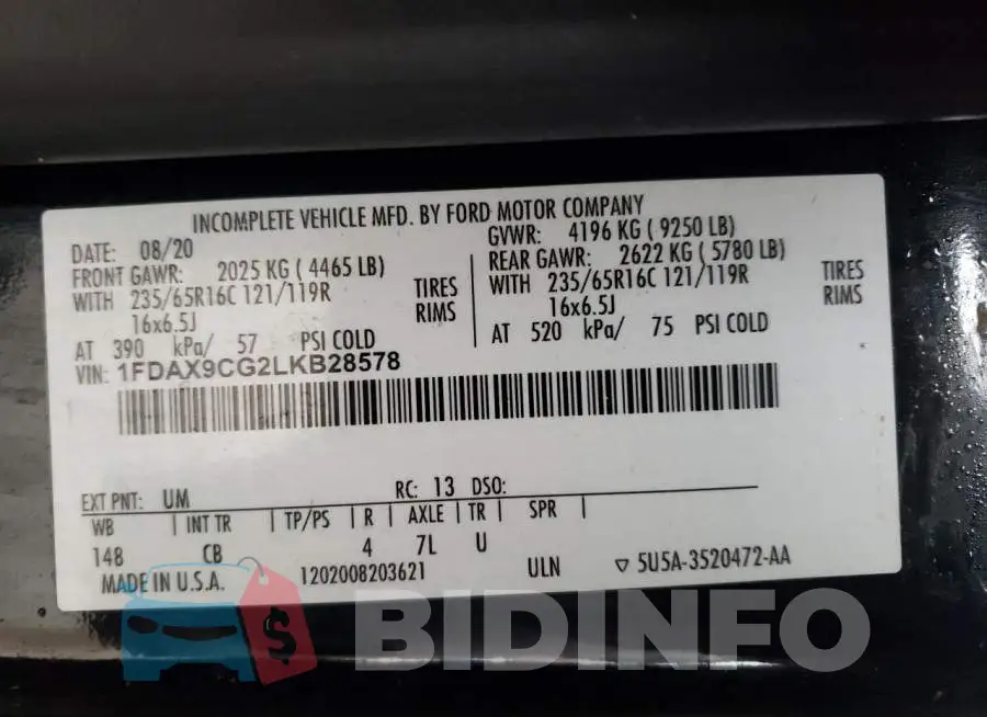 1FDAX9CG2LKB28578 Photo# 13