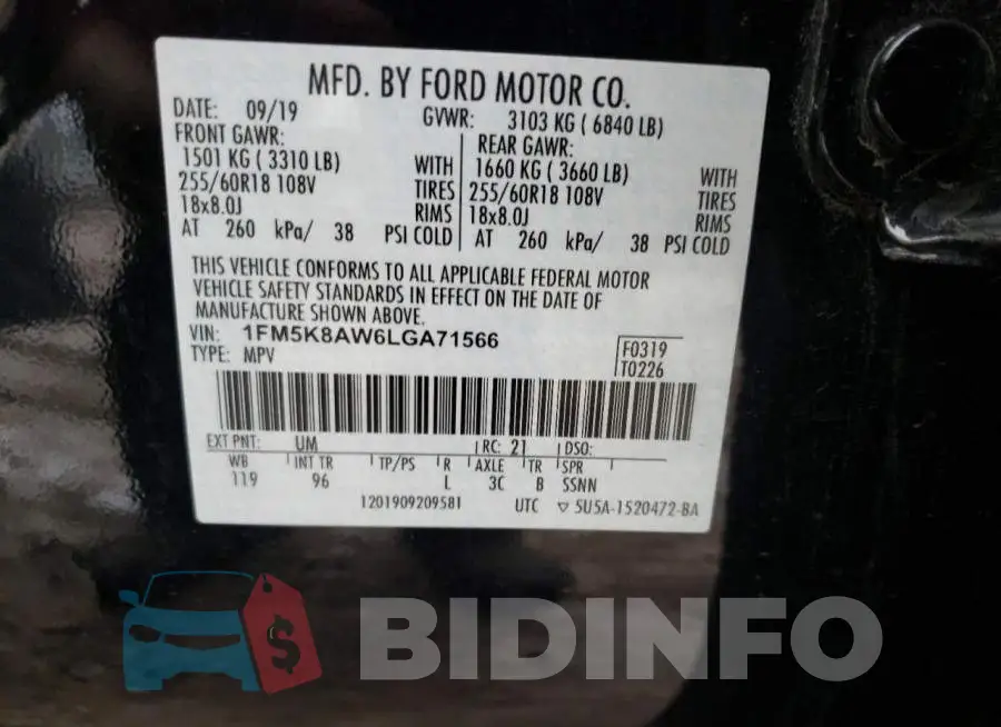 1FM5K8AW6LGA71566 Photo# 14