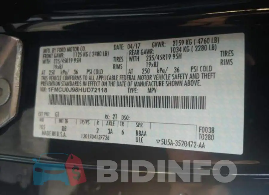 1FMCU0J98HUD72118 Photo# 10