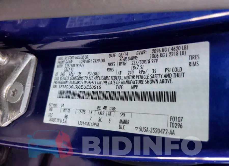 1FMCU0JX0EUE50515 Photo# 13