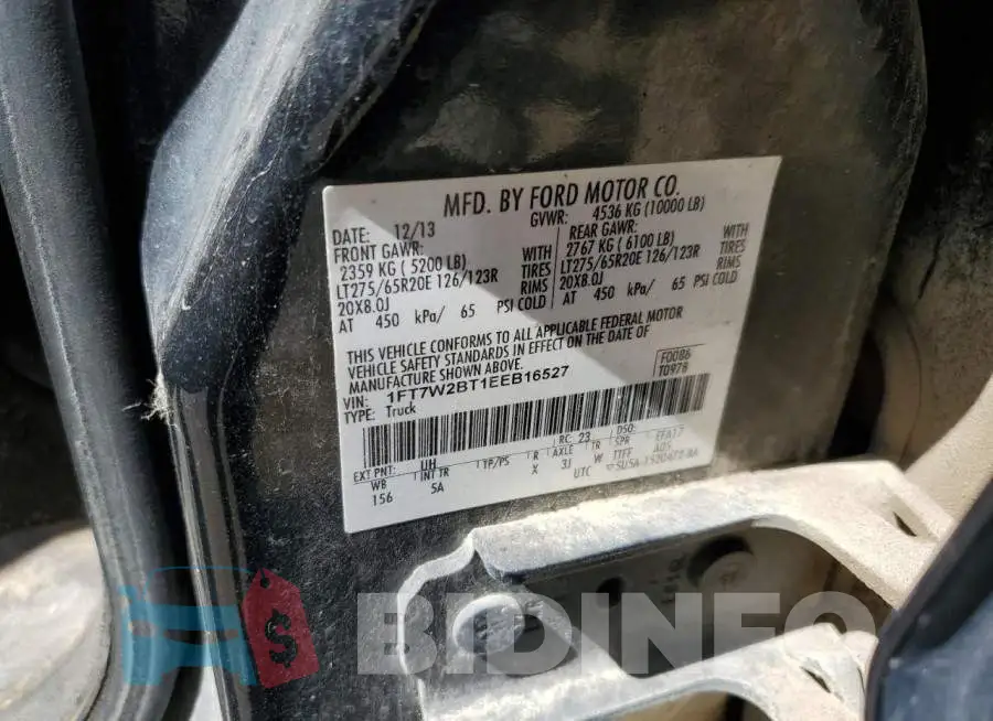 1FT7W2BT1EEB16527 Photo# 12
