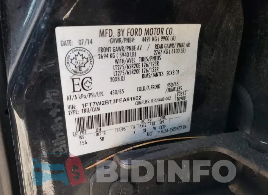 1FT7W2BT3FEA91602 Photo# 12