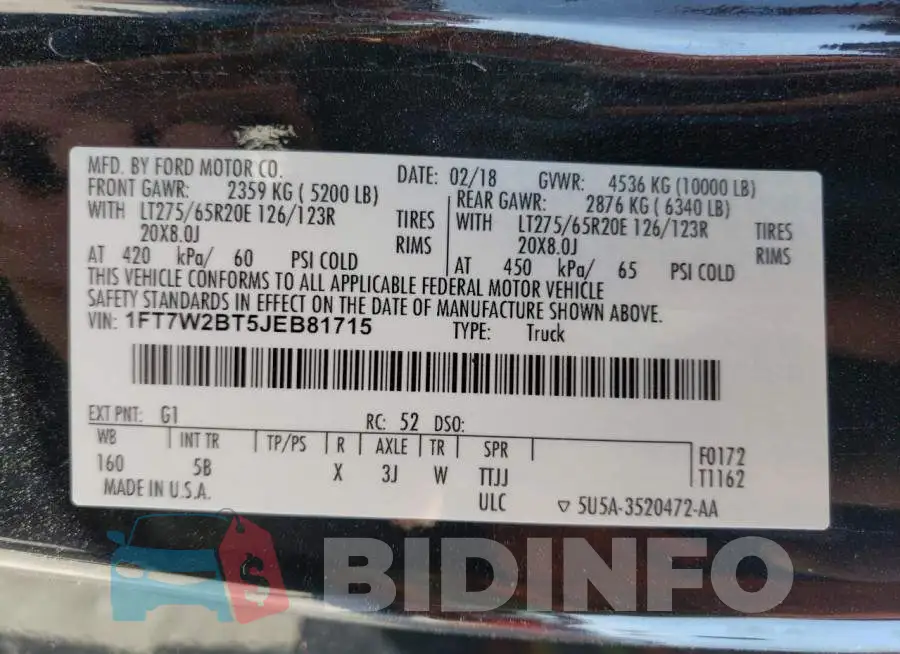 1FT7W2BT5JEB81715 Photo# 12