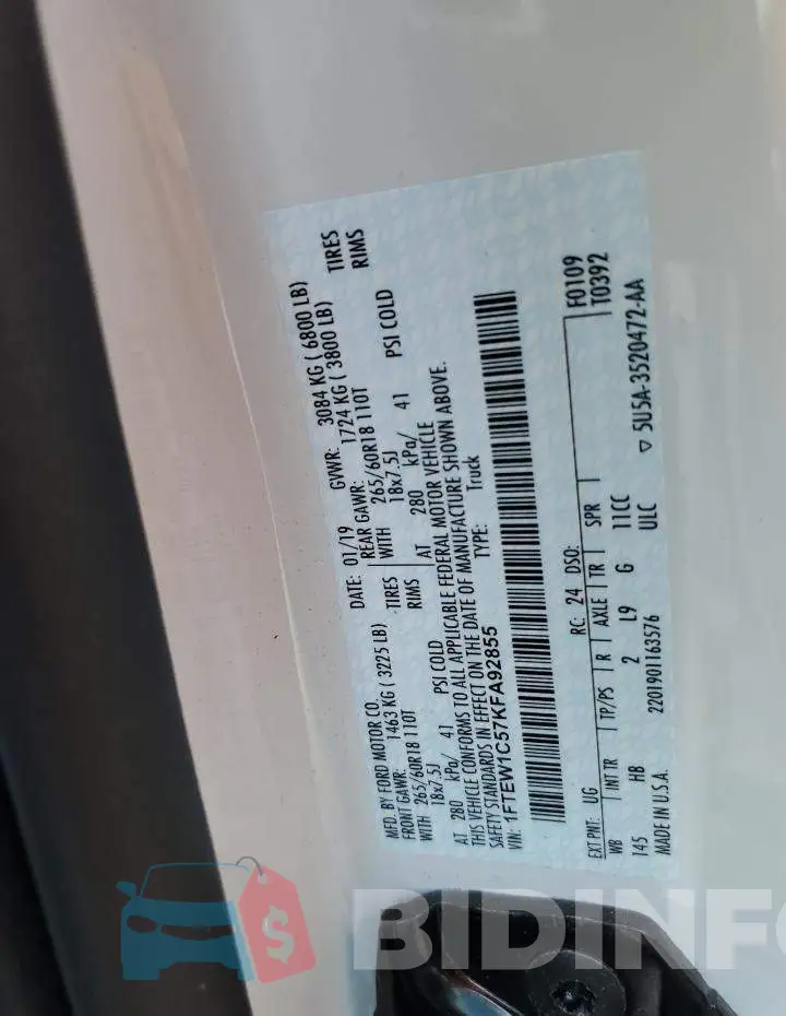 1FTEW1C57KFA92855 Photo# 12
