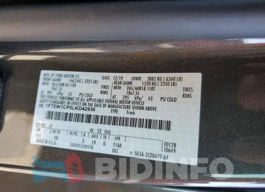 1FTEW1CP5LKD42930 Photo# 12