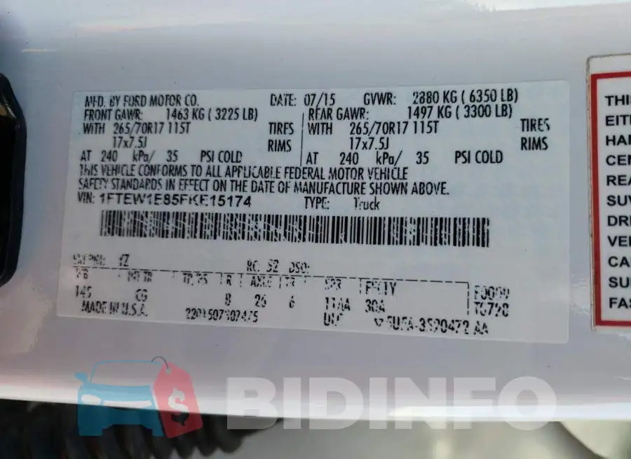 1FTEW1E85FKE15174 Photo# 12