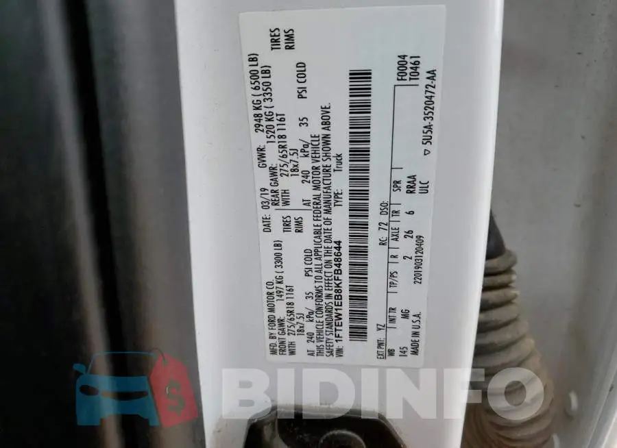 1FTEW1EB8KFB48644 Photo# 12