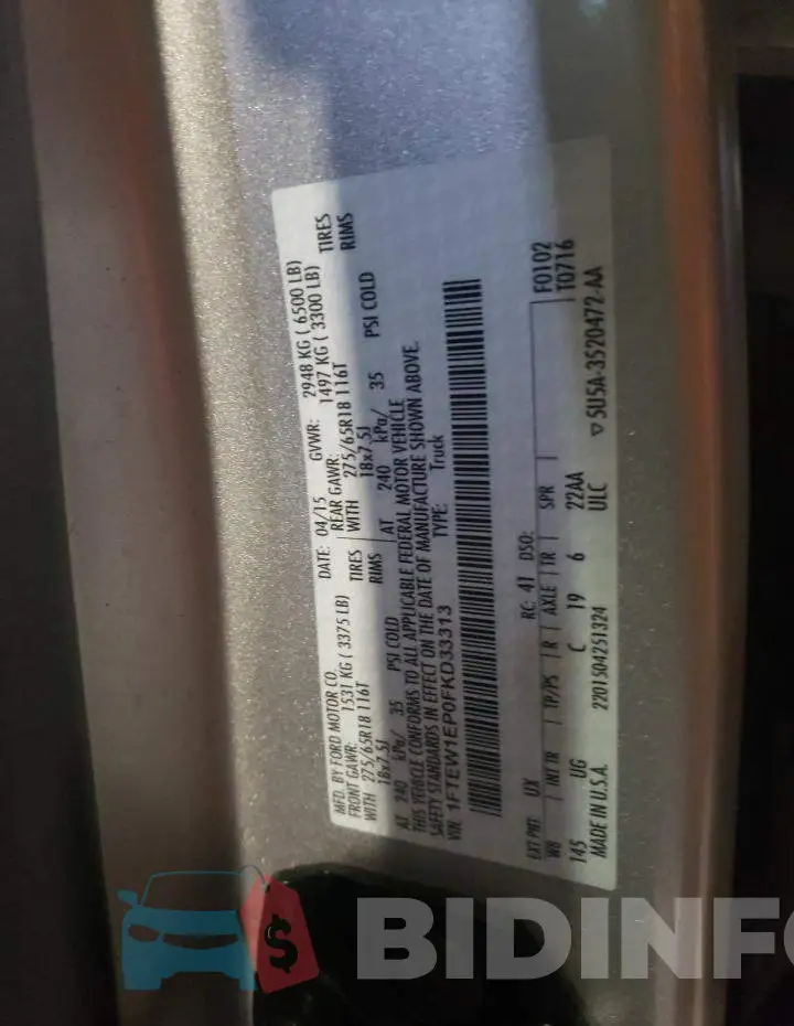 1FTEW1EP0FKD33313 Photo# 12