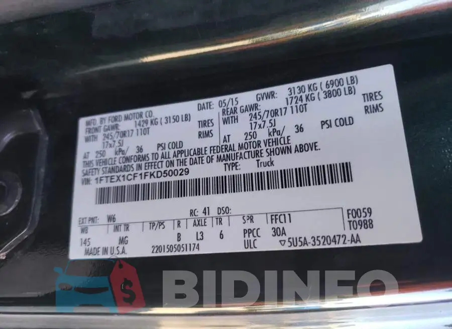1FTEX1CF1FKD50029 Photo# 12