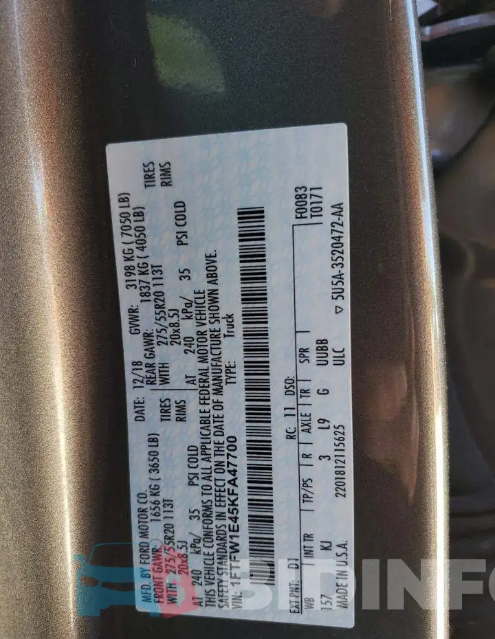 1FTFW1E45KFA47700 Photo# 12