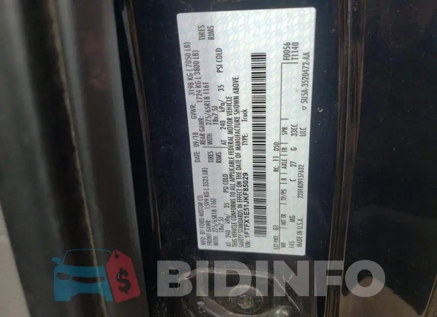 1FTFX1E51JKF85029 Photo# 12