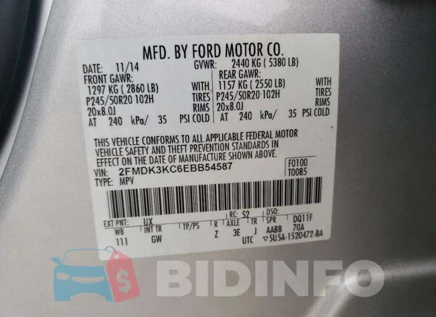 2FMDK3KC6EBB54587 Photo# 13