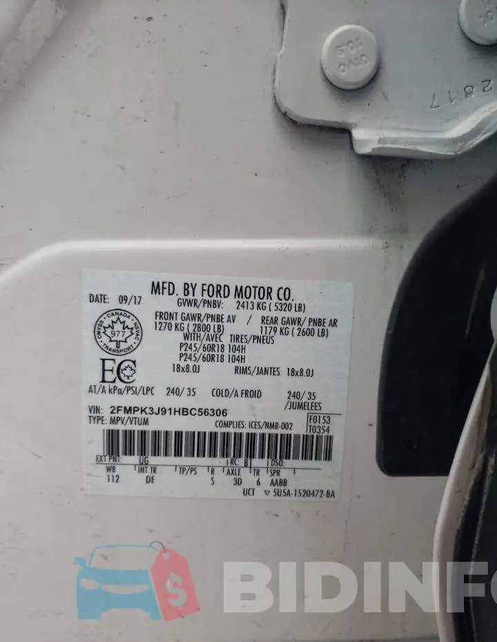 2FMPK3J91HBC56306 Photo# 13