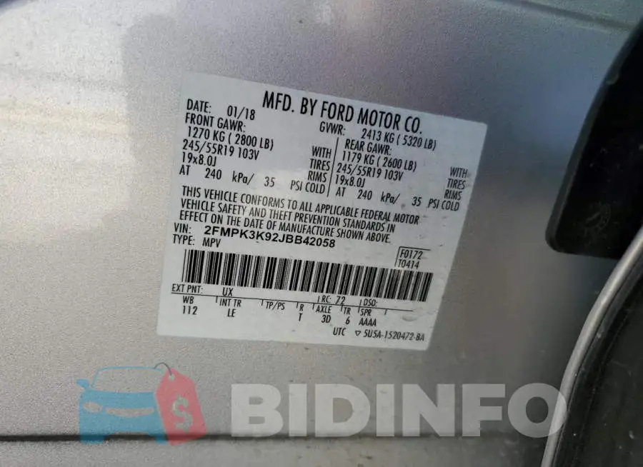 2FMPK3K92JBB42058 Photo# 13