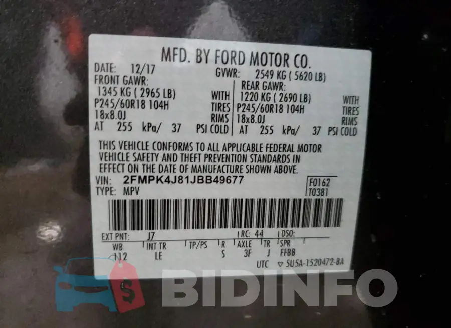 2FMPK4J81JBB49677 Photo# 14