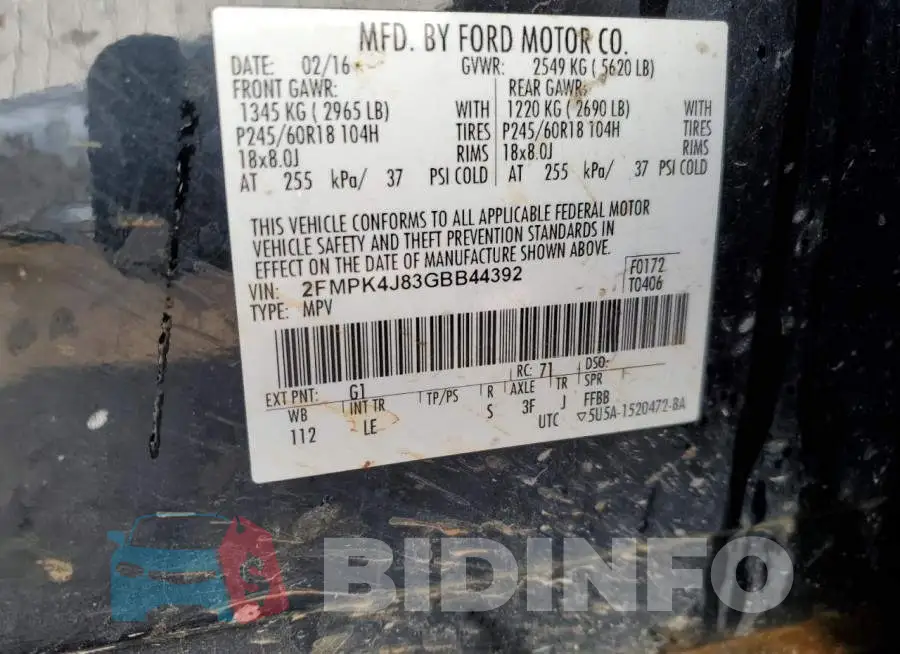 2FMPK4J83GBB44392 Photo# 12