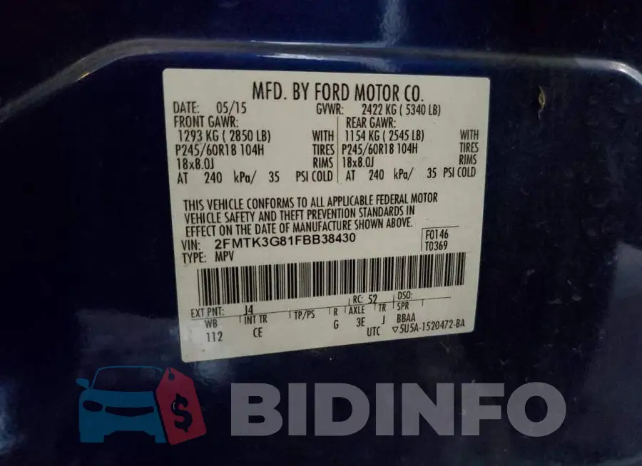2FMTK3G81FBB38430 Photo# 14