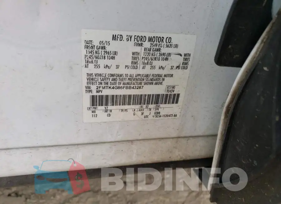 2FMTK4G86FBB43287 Photo# 13
