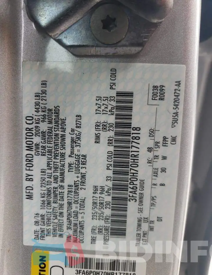 3FA6P0H70HR177818 Photo# 12