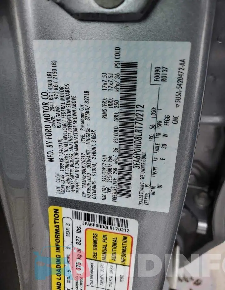 3FA6P0HD8LR170212 Photo# 12