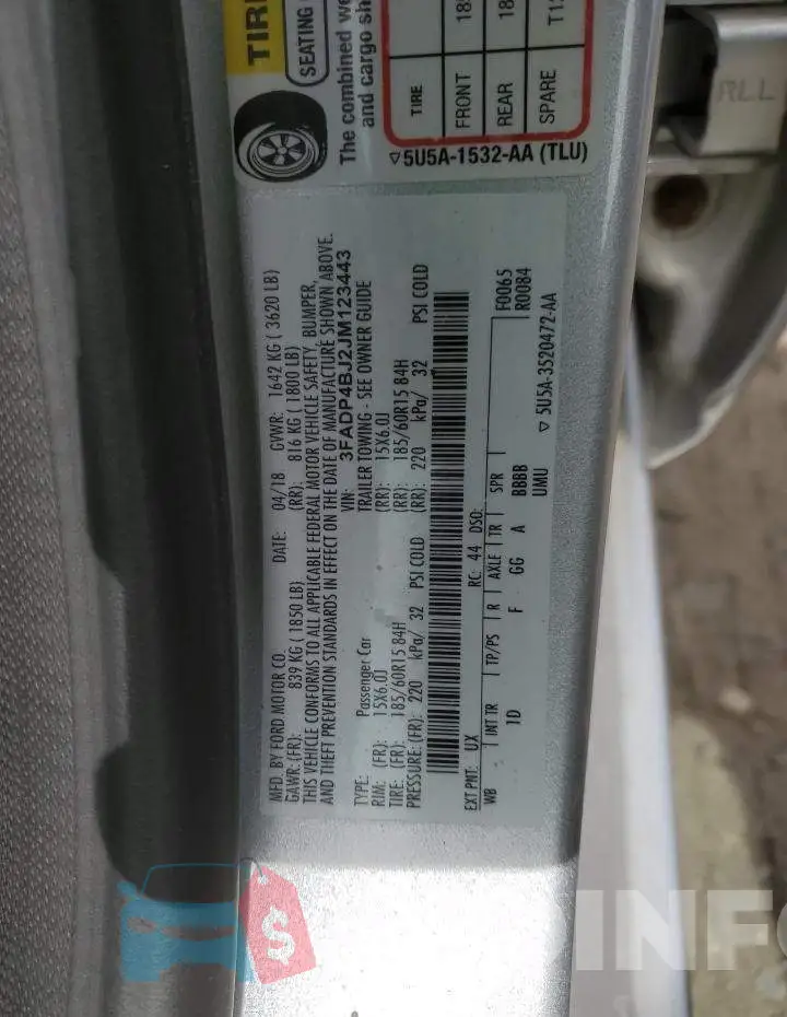 3FADP4BJ2JM123443 Photo# 12