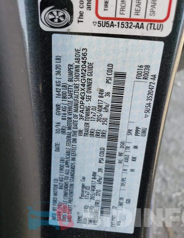 3FADP4GX4GM204563 Photo# 13