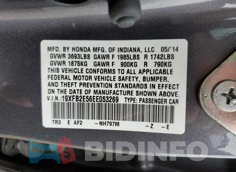 19XFB2E56EE053269 Photo# 12