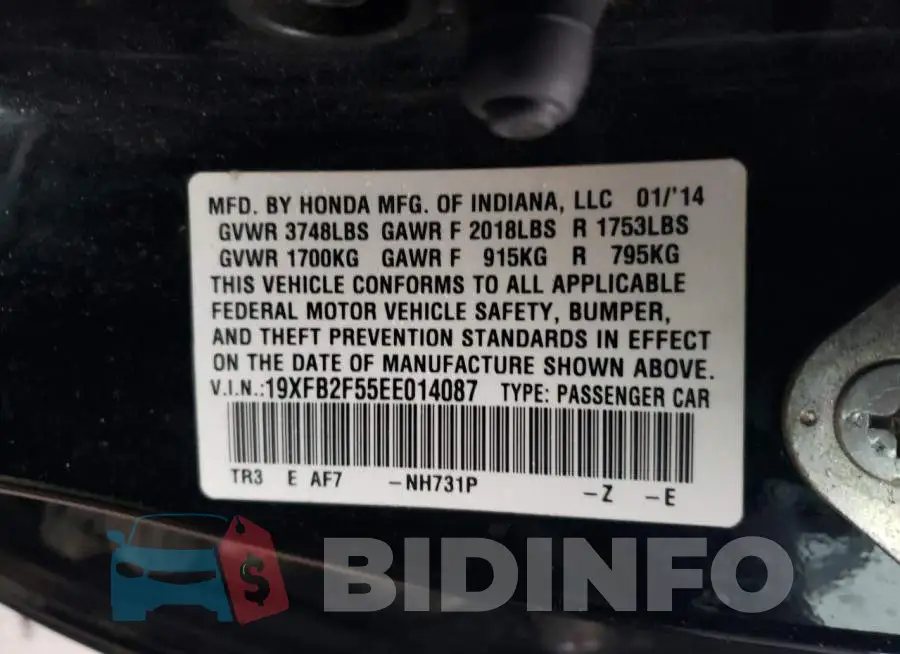 19XFB2F55EE014087 Photo# 12