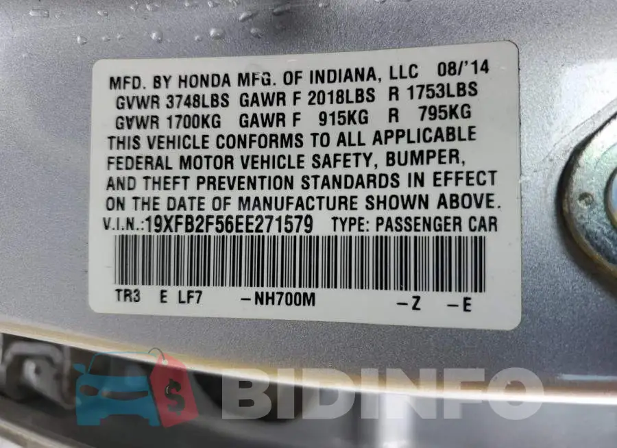 19XFB2F56EE271579 Photo# 12