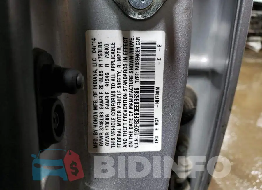 19XFB2F59EE036366 Photo# 12
