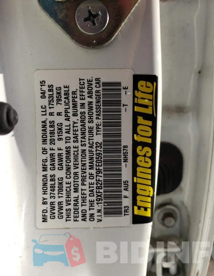 19XFB2F79FE059732 Photo# 12