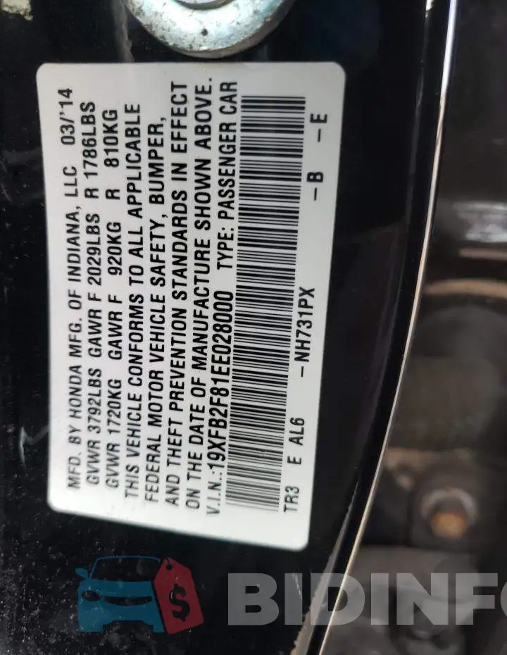 19XFB2F81EE028000 Photo# 13