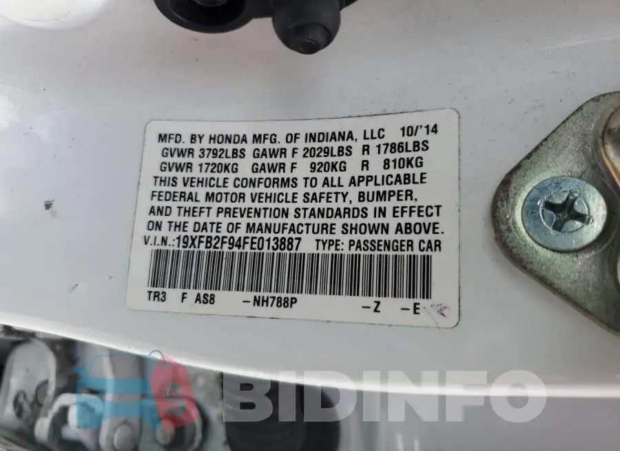 19XFB2F94FE013887 Photo# 12