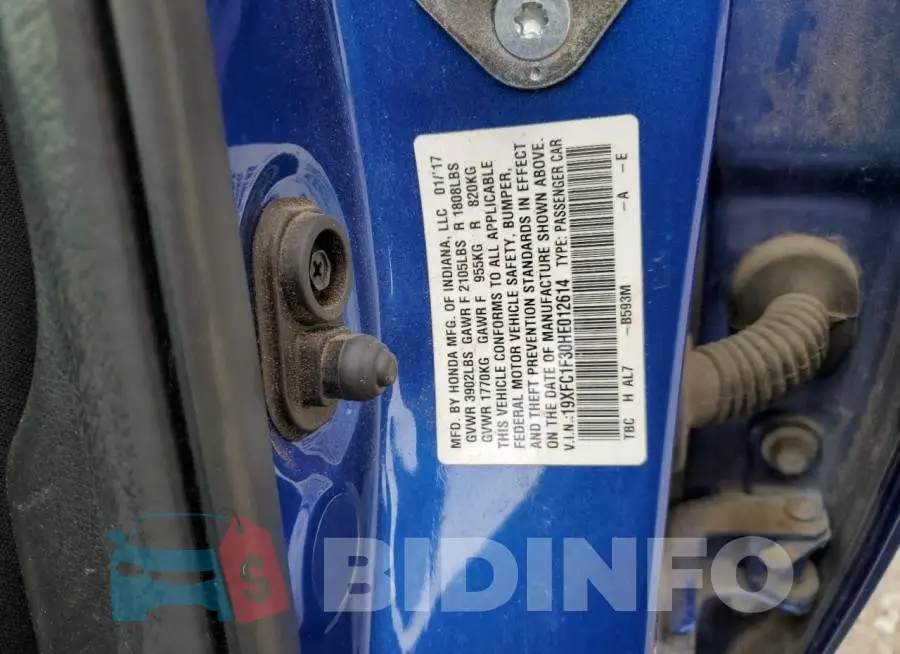 19XFC1F30HE012614 Photo# 12