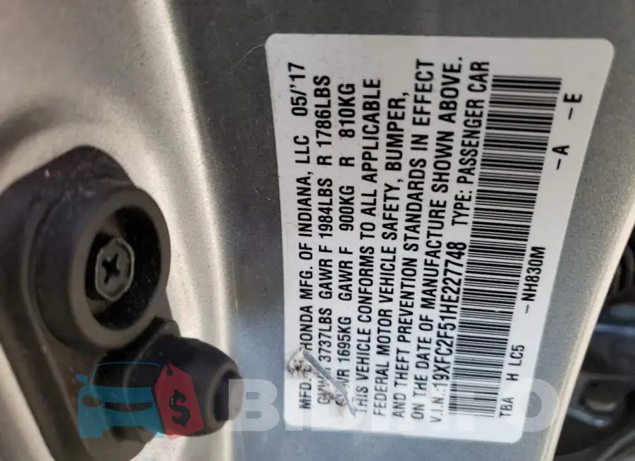19XFC2F51HE227748 Photo# 12