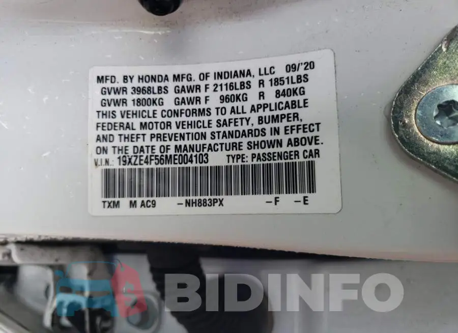 19XZE4F56ME004103 Photo# 12