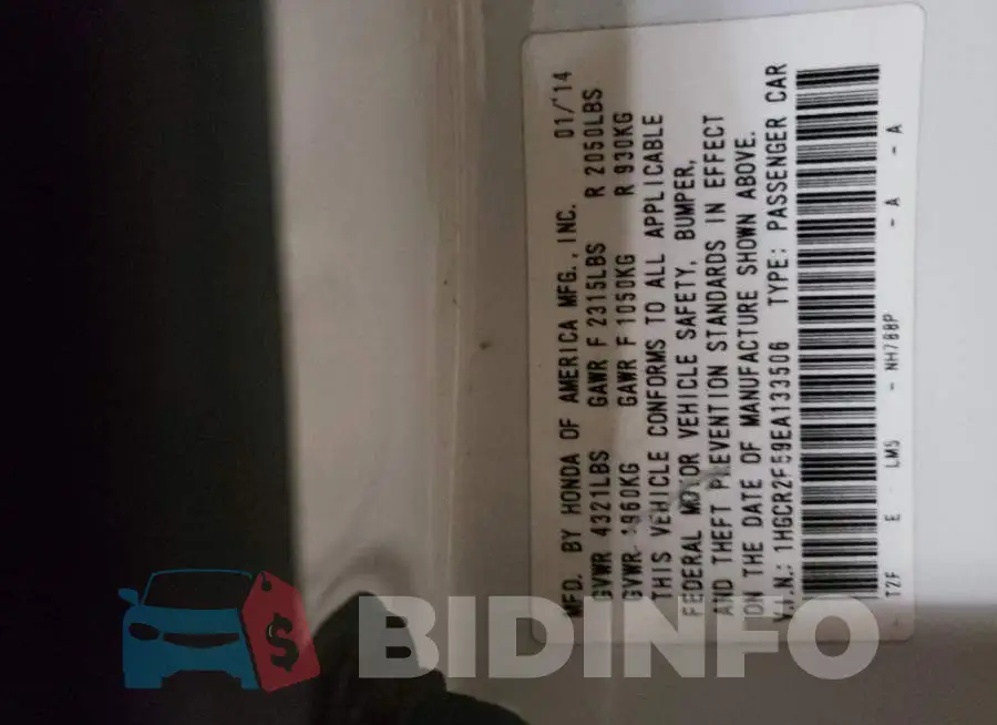 1HGCR2F59EA133506 Photo# 12